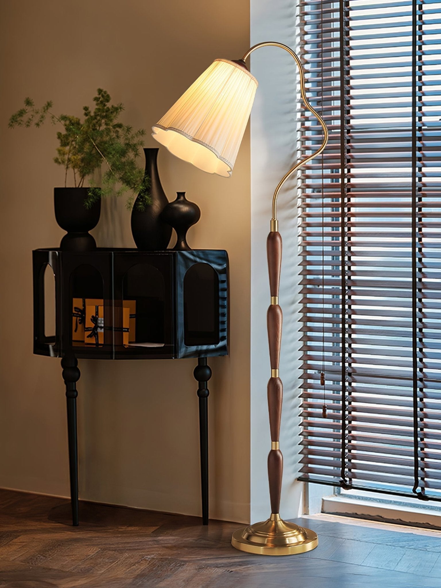 Foster Vintage Wood Floor Lamp-Neutral Decor