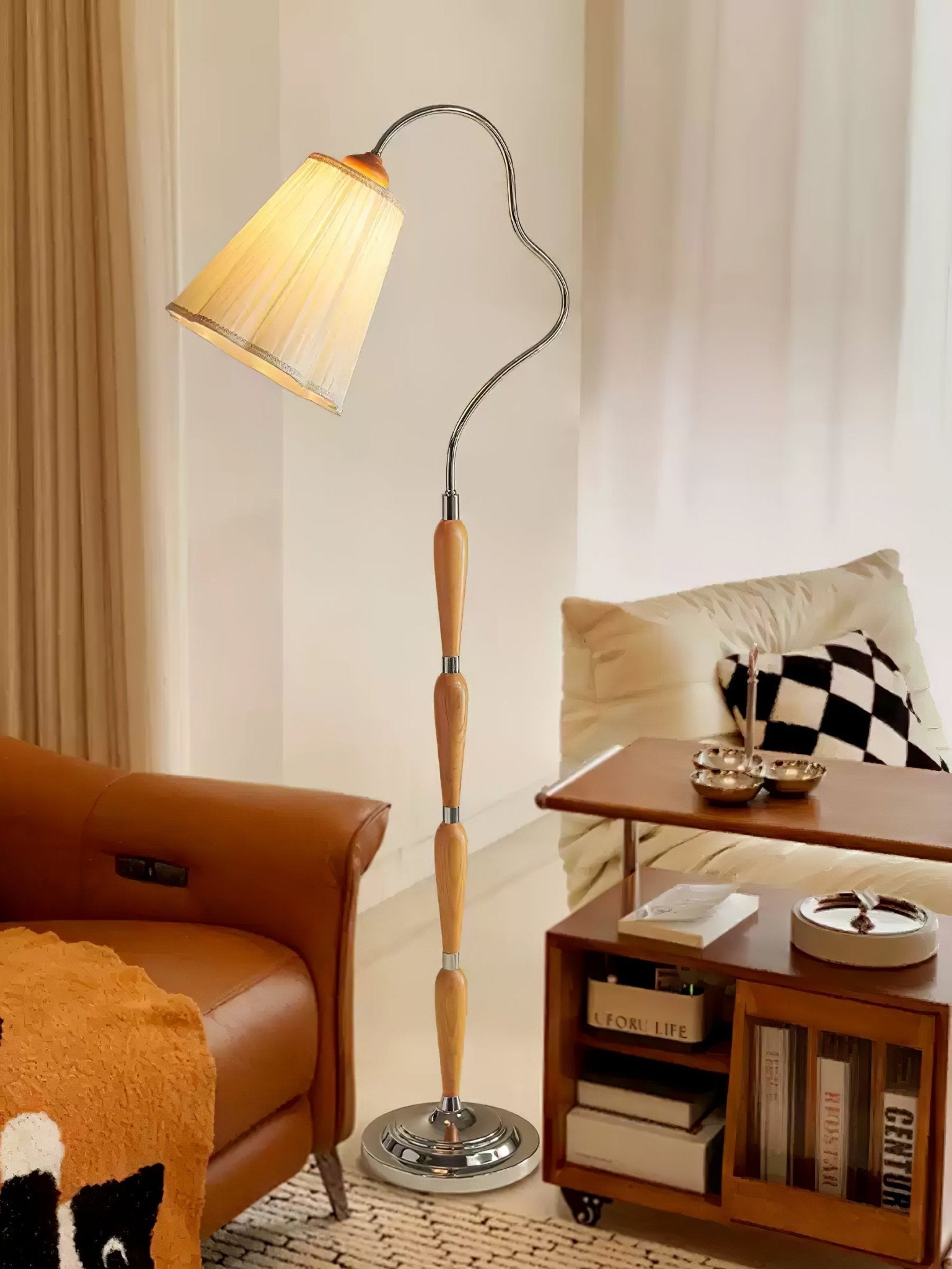 Foster Vintage Wood Floor Lamp-Neutral Decor