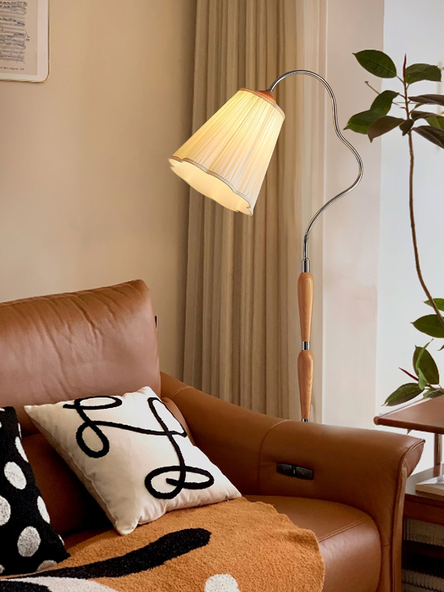 Foster Vintage Wood Floor Lamp-Neutral Decor