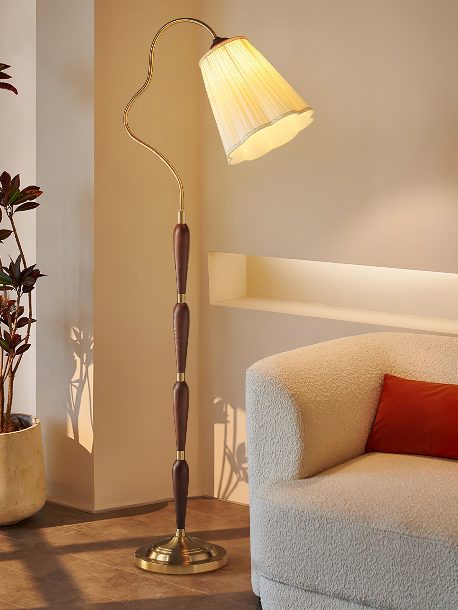 Foster Vintage Wood Floor Lamp-Neutral Decor