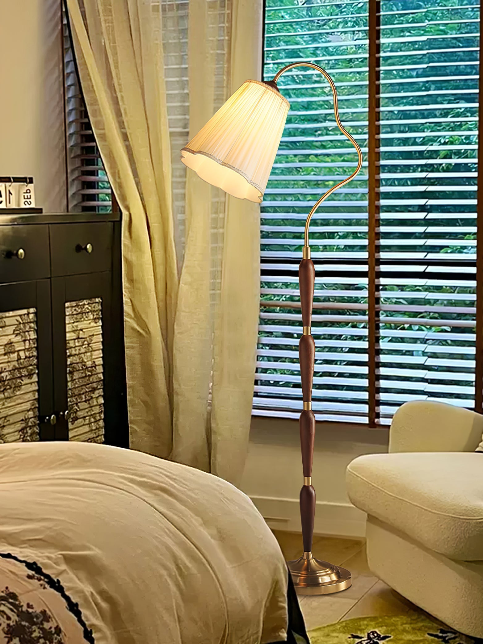 Foster Vintage Wood Floor Lamp-Neutral Decor