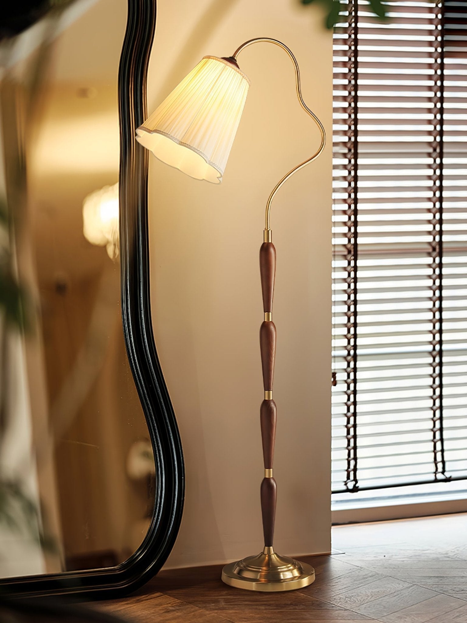 Foster Vintage Wood Floor Lamp-Neutral Decor