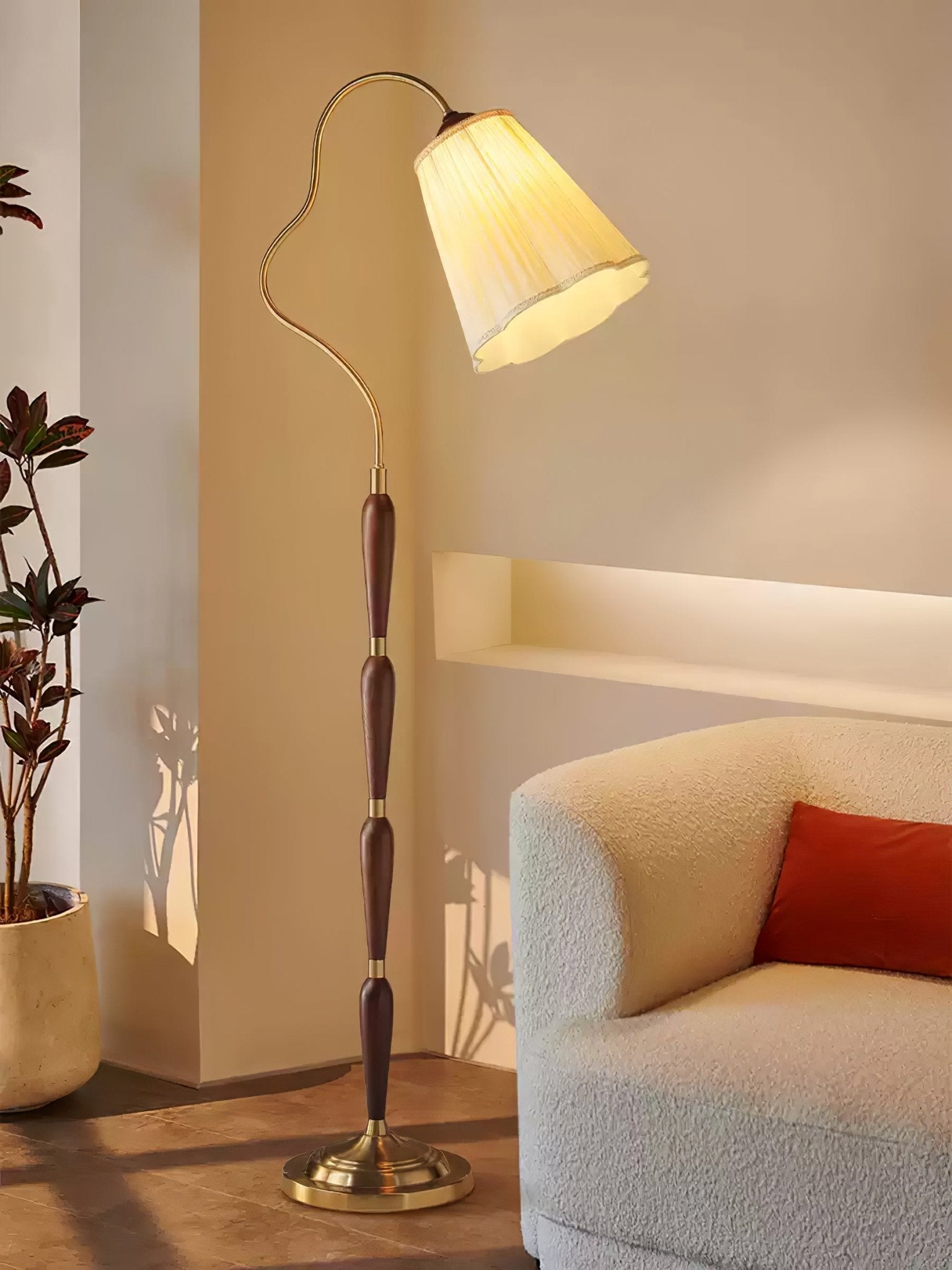 Foster Vintage Wood Floor Lamp-Neutral Decor