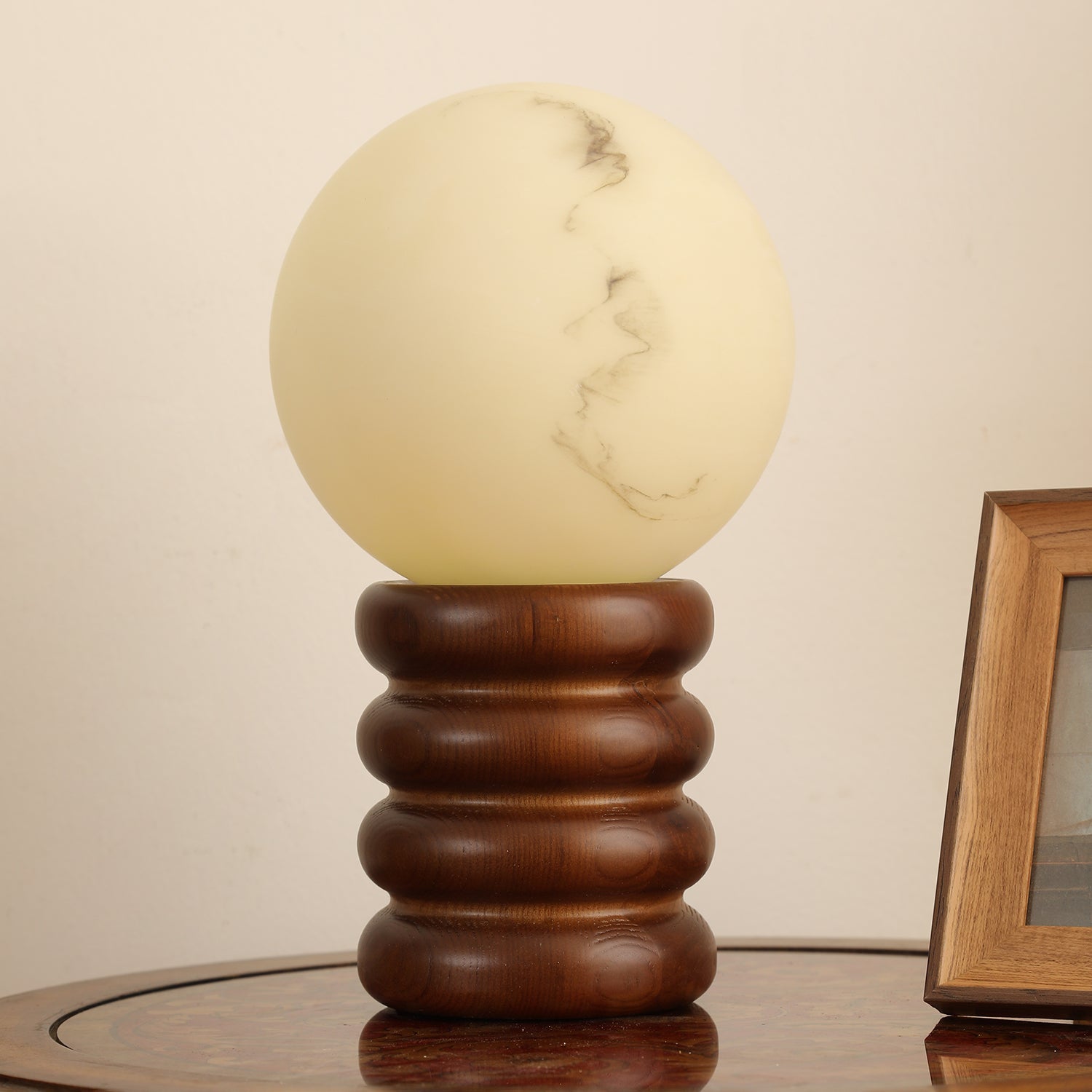 Novar Wood Contemporary Table Lamp-Neutral Decor