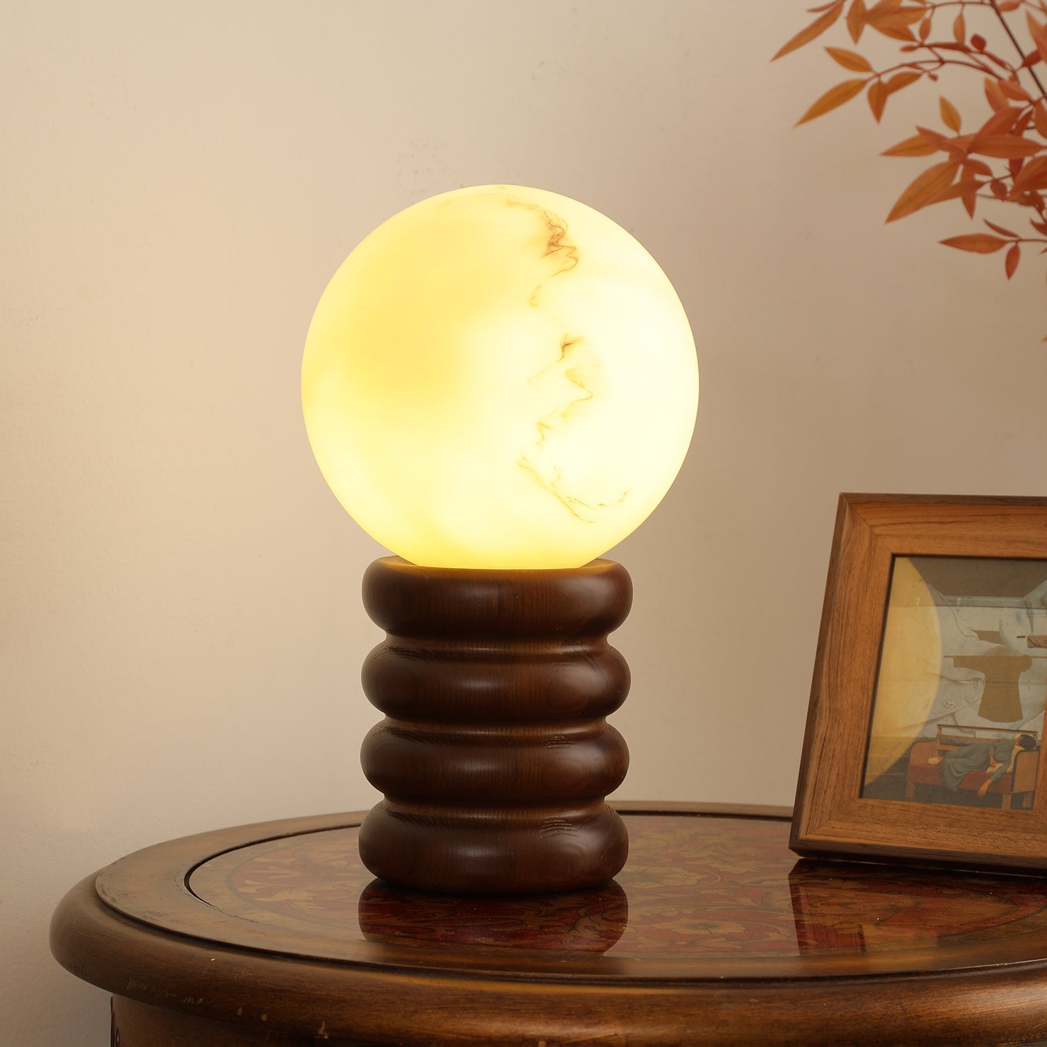 Novar Wood Contemporary Table Lamp-Neutral Decor