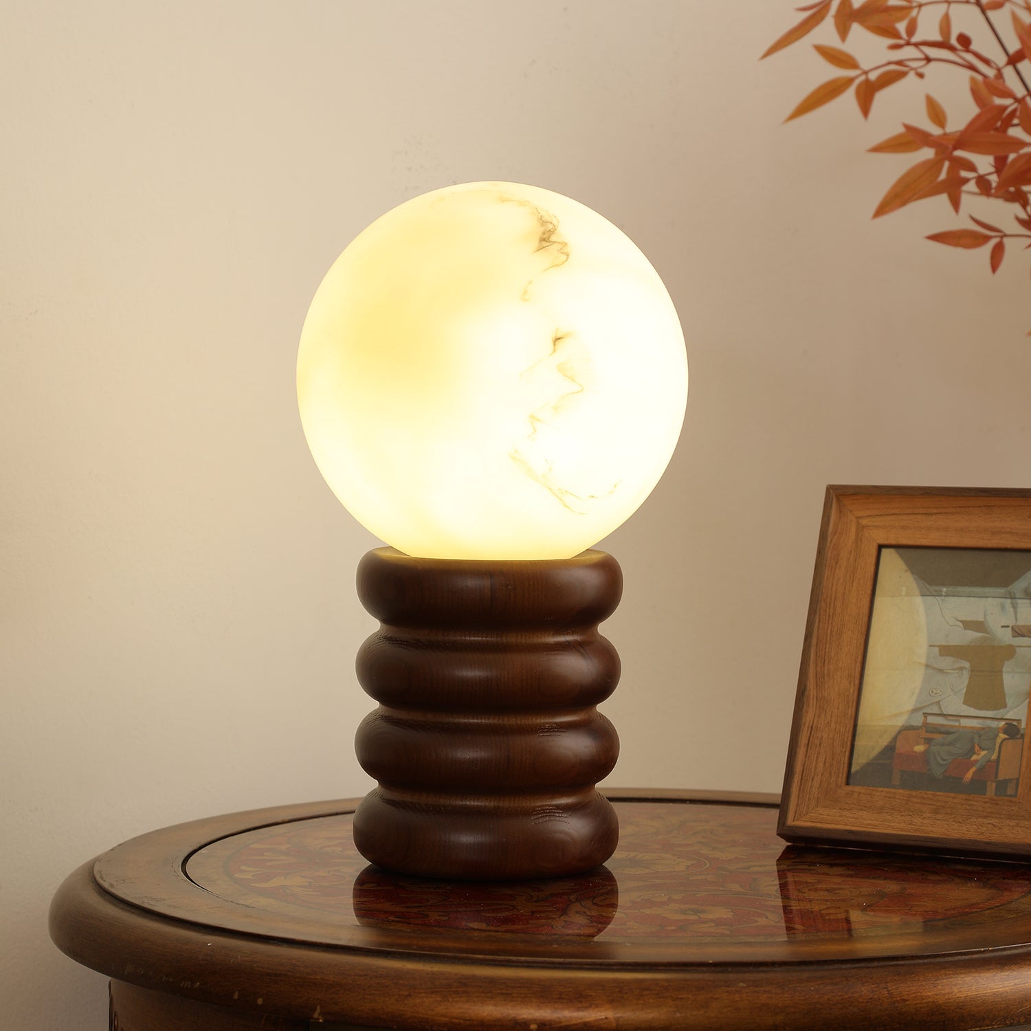 Novar Wood Contemporary Table Lamp-Neutral Decor