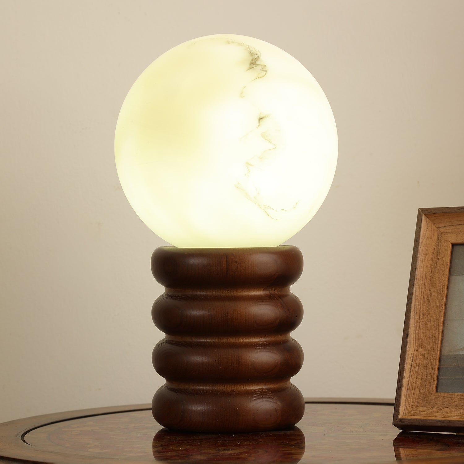 Novar Wood Contemporary Table Lamp-Neutral Decor