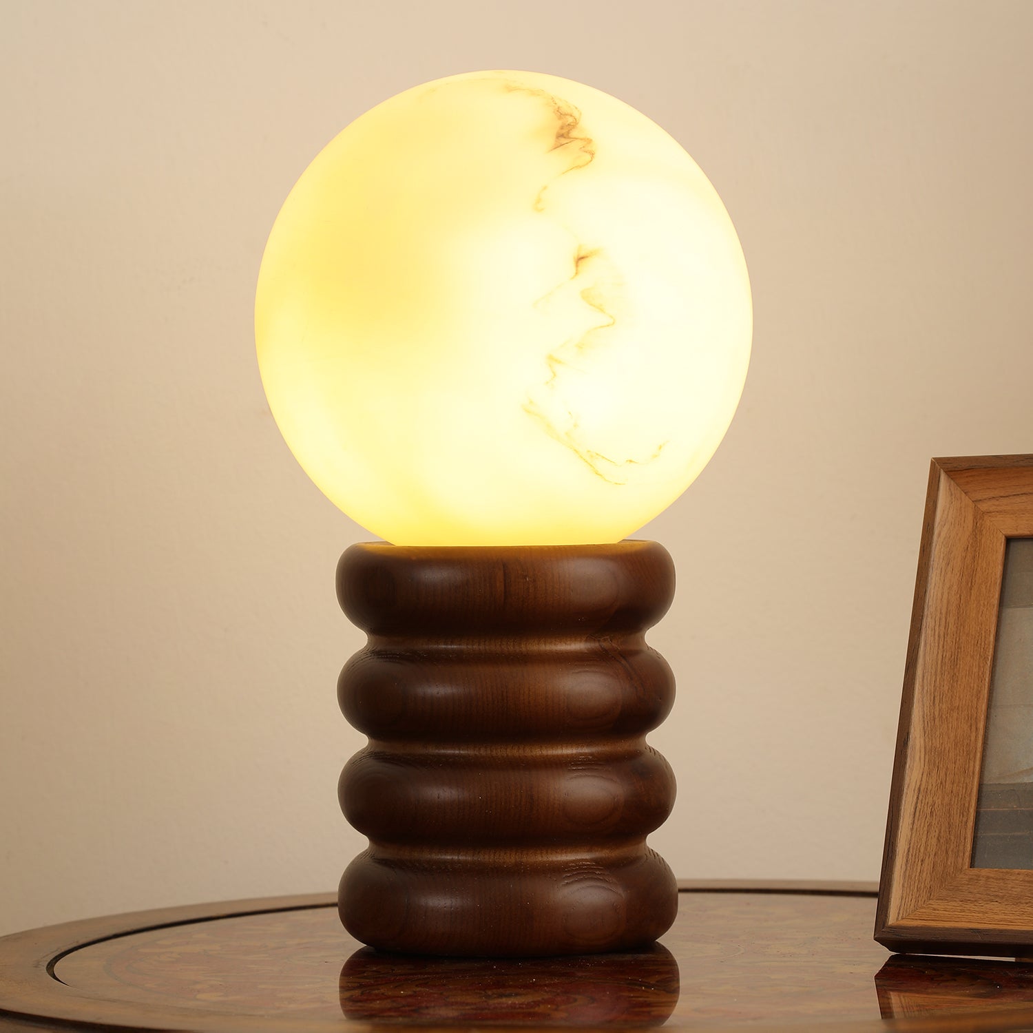 Novar Wood Contemporary Table Lamp-Neutral Decor