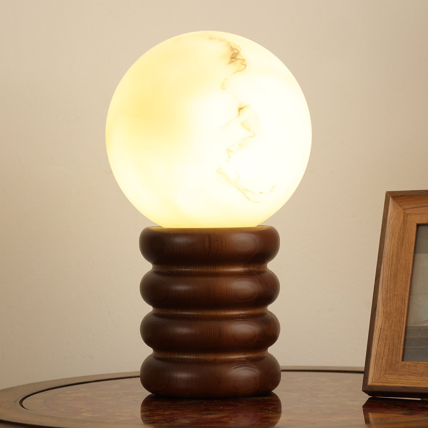 Novar Wood Contemporary Table Lamp-Neutral Decor