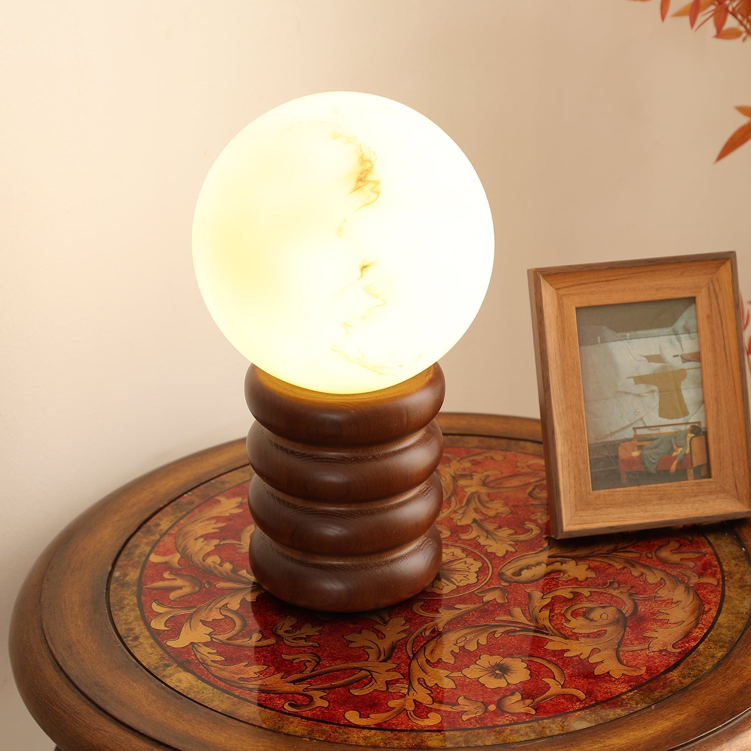 Novar Wood Contemporary Table Lamp-Neutral Decor