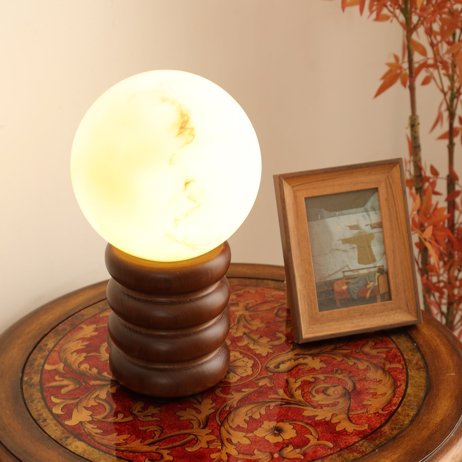 Novar Wood Contemporary Table Lamp-Neutral Decor