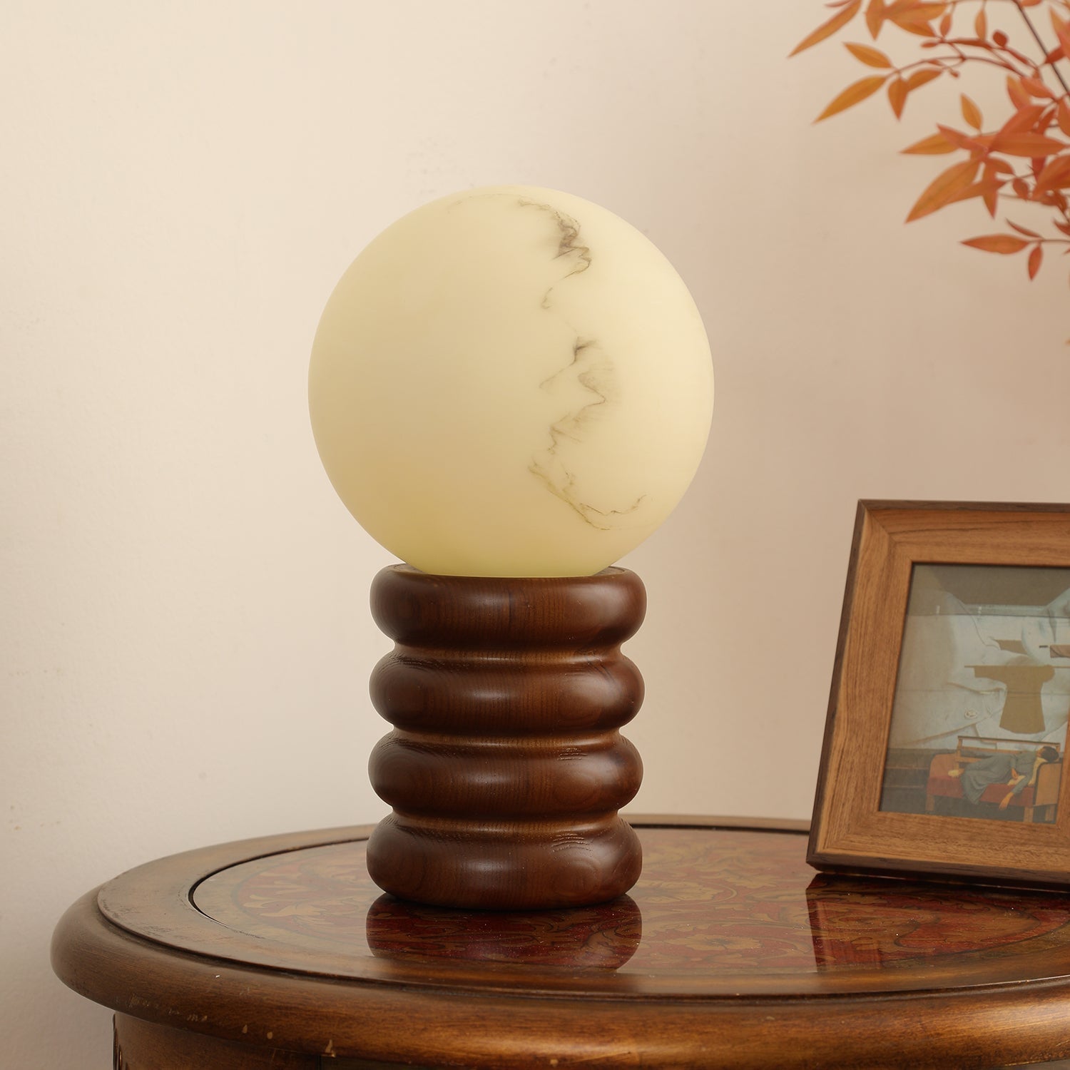 Novar Wood Contemporary Table Lamp-Neutral Decor
