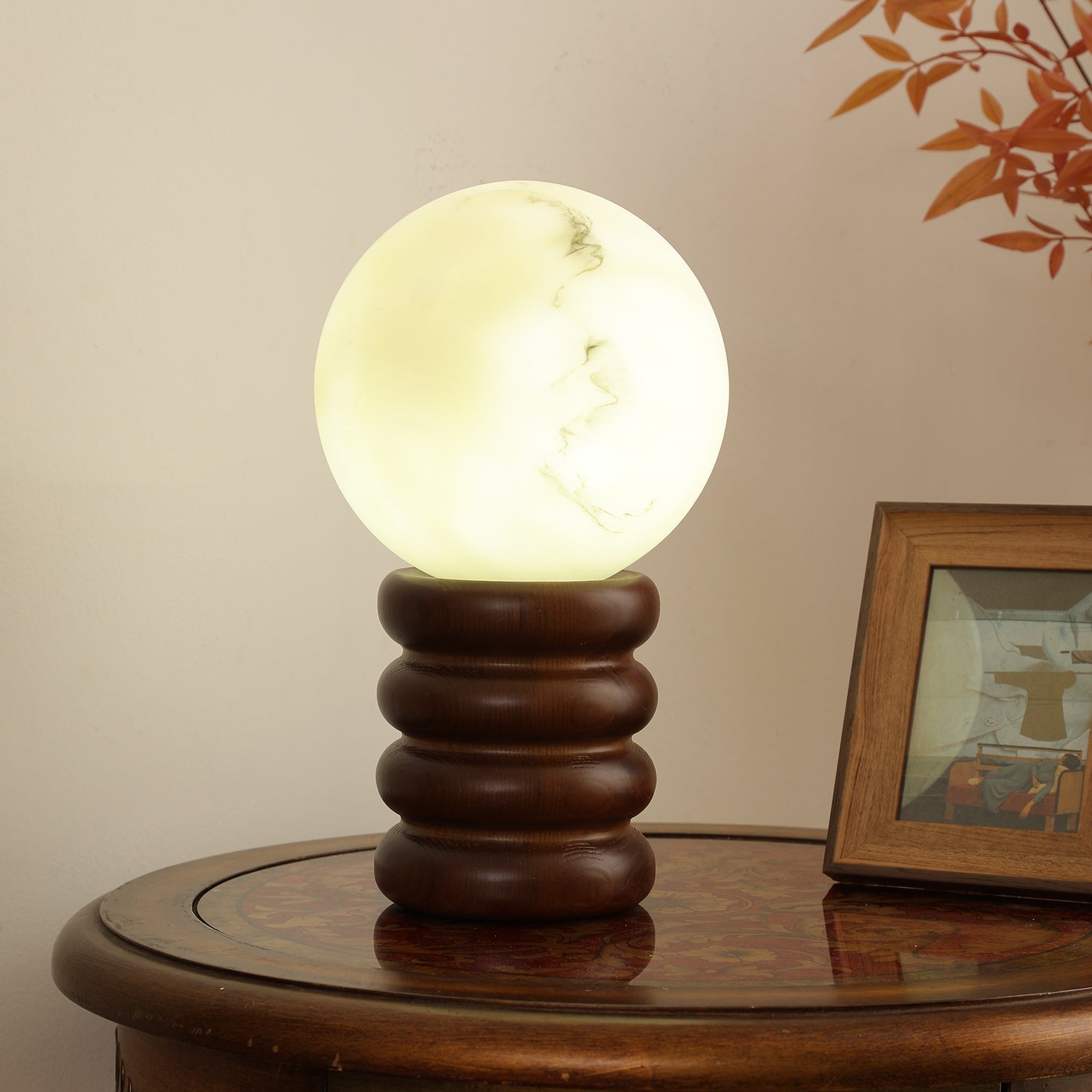 Novar Wood Contemporary Table Lamp-Neutral Decor