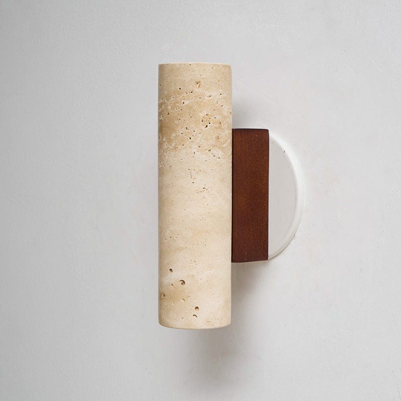 Bira Cylinder-Wood Travertine Wall Light-Neutral Decor