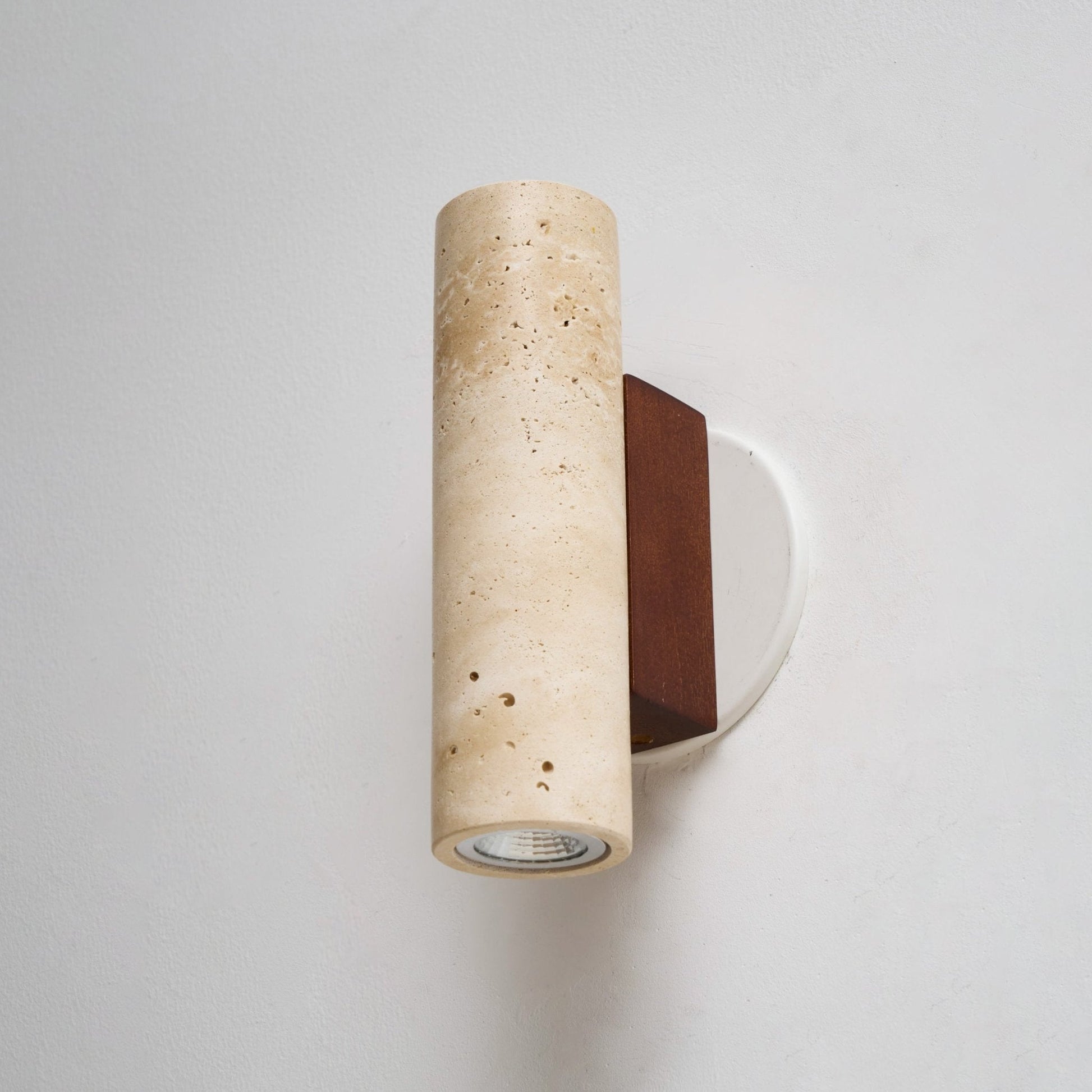 Bira Cylinder-Wood Travertine Wall Light-Neutral Decor