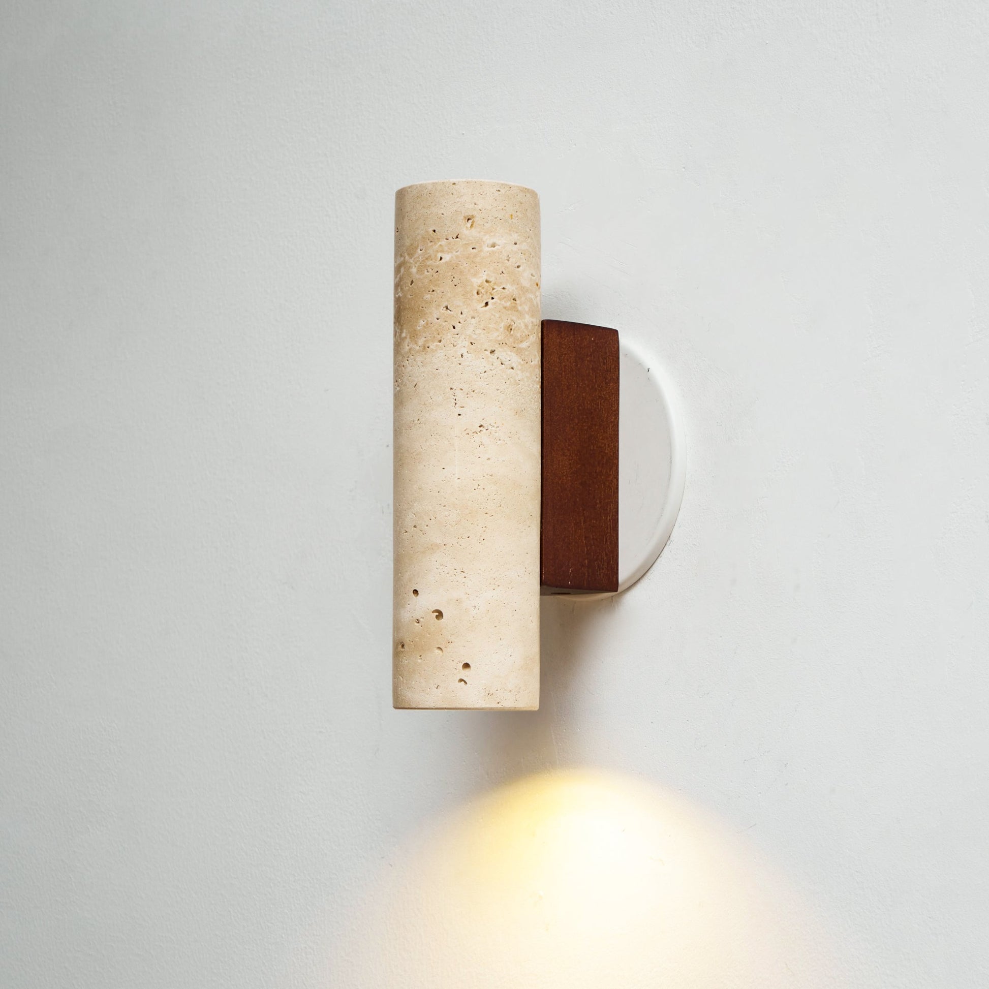 Bira Cylinder-Wood Travertine Wall Light-Neutral Decor