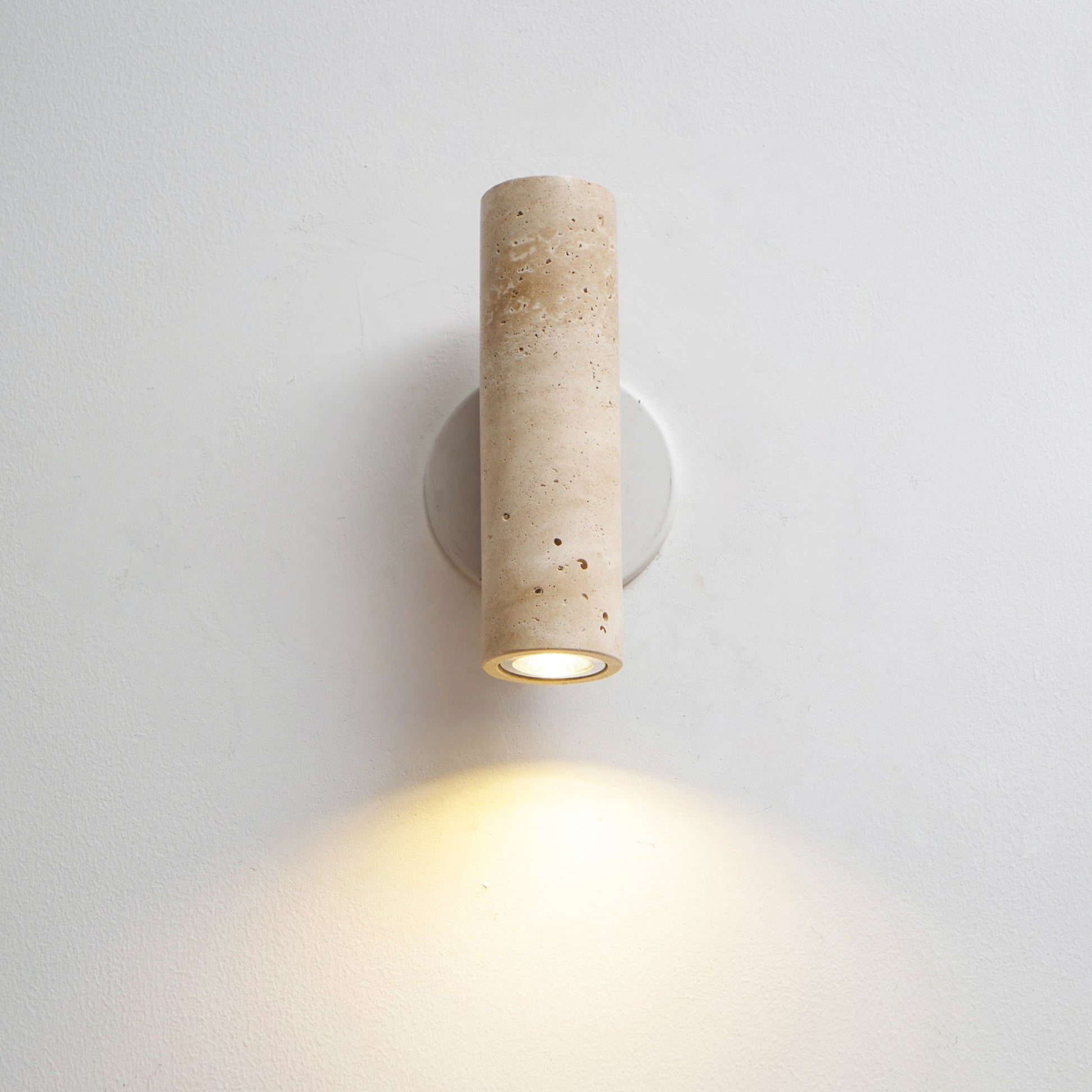 Bira Cylinder-Wood Travertine Wall Light-Neutral Decor
