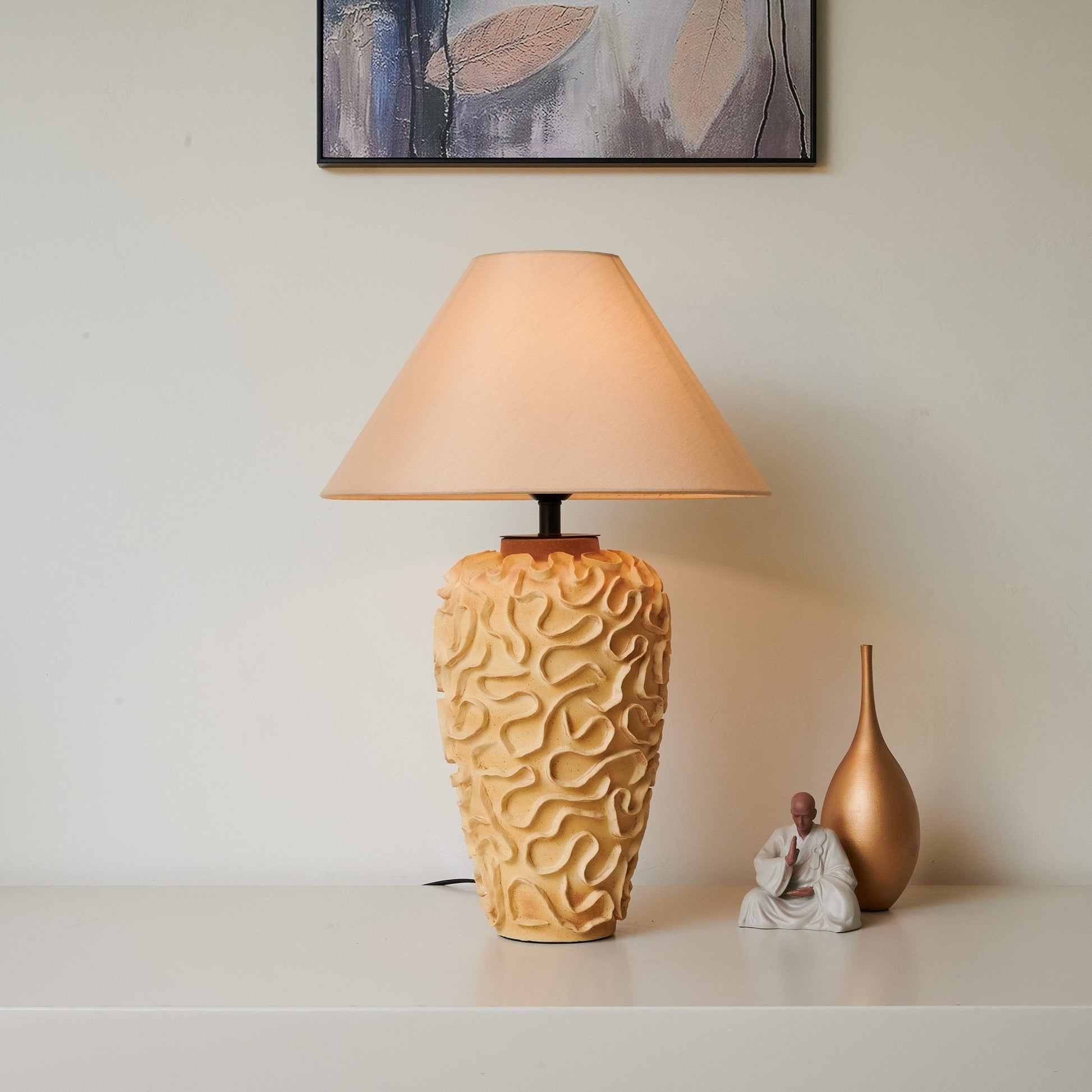Isaac Vintage Ceramics Table Lamp-Neutral Decor