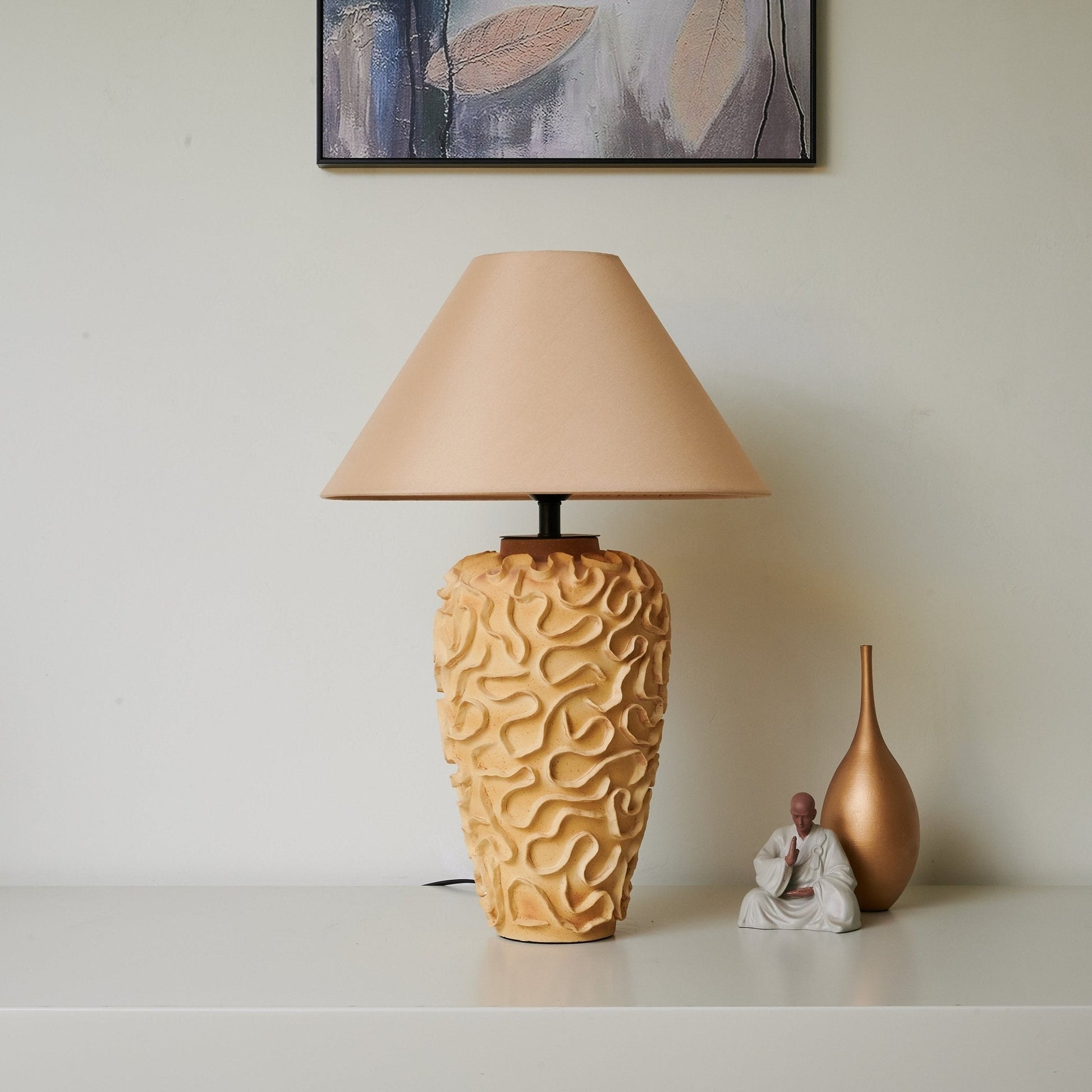 Isaac Vintage Ceramics Table Lamp-Neutral Decor