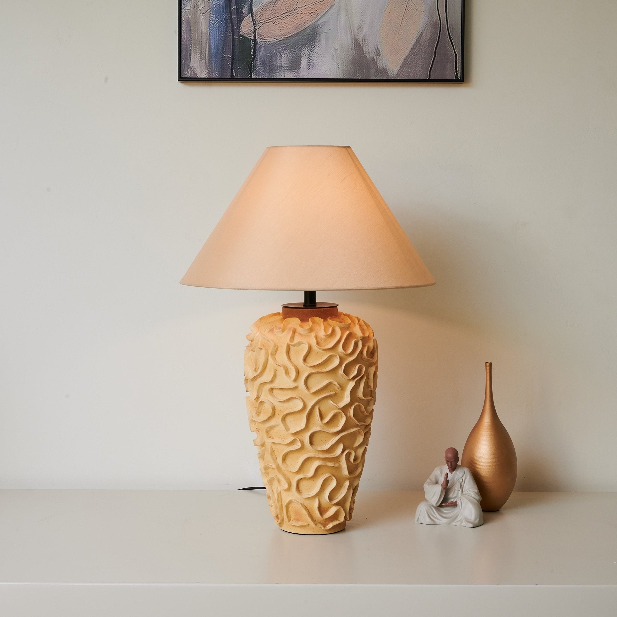 Isaac Vintage Ceramics Table Lamp-Neutral Decor