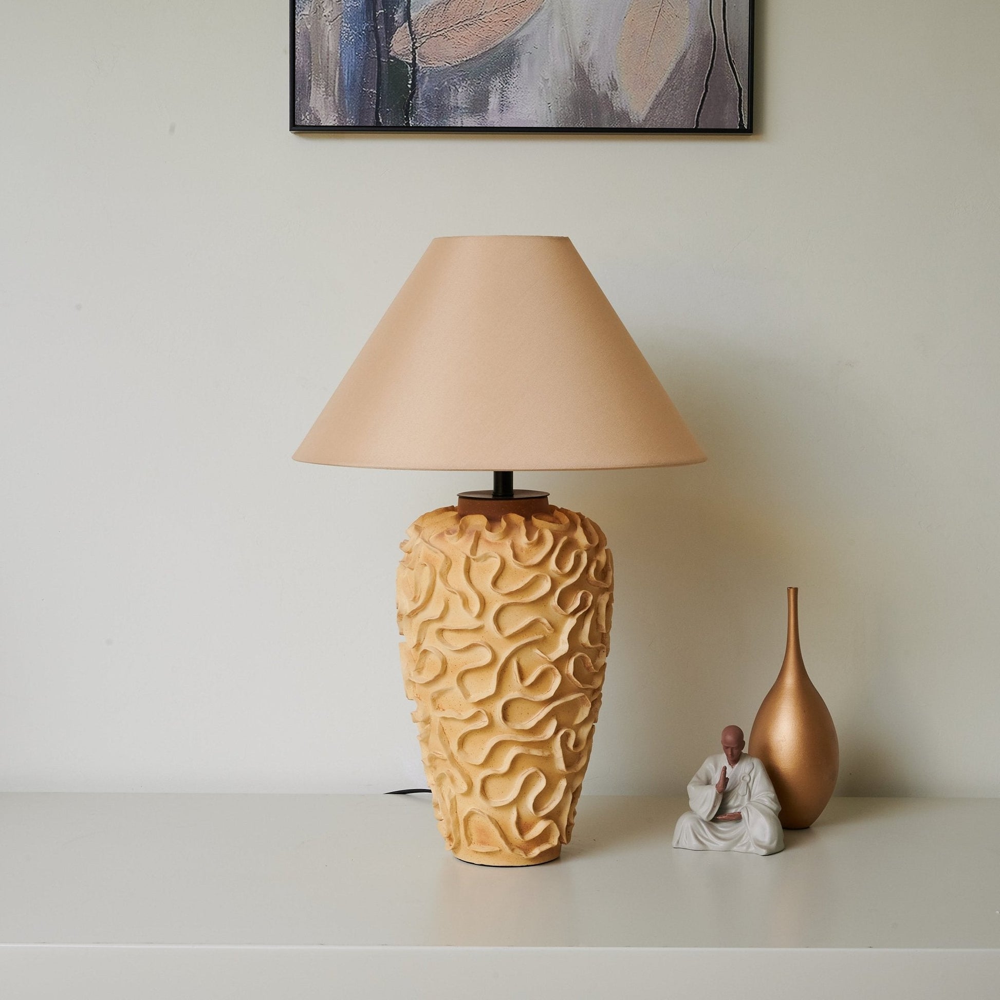 Isaac Vintage Ceramics Table Lamp-Neutral Decor