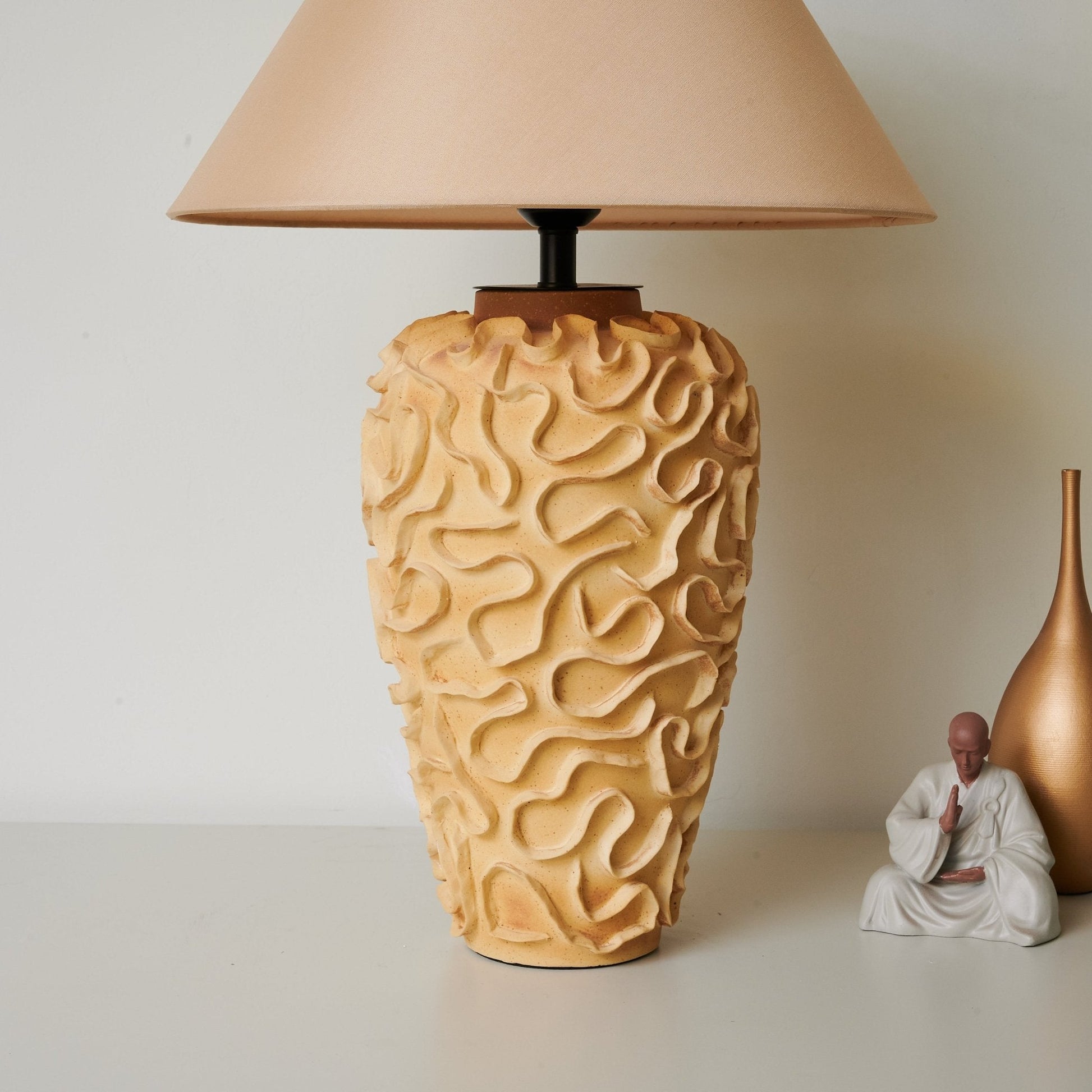 Isaac Vintage Ceramics Table Lamp-Neutral Decor