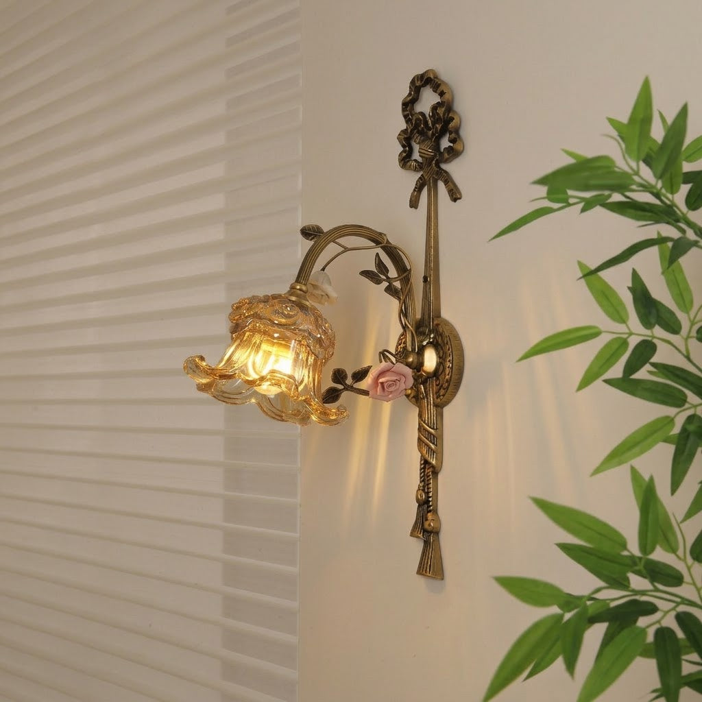 Front view of the Margaux Fleur Wall Lamp in Pink.