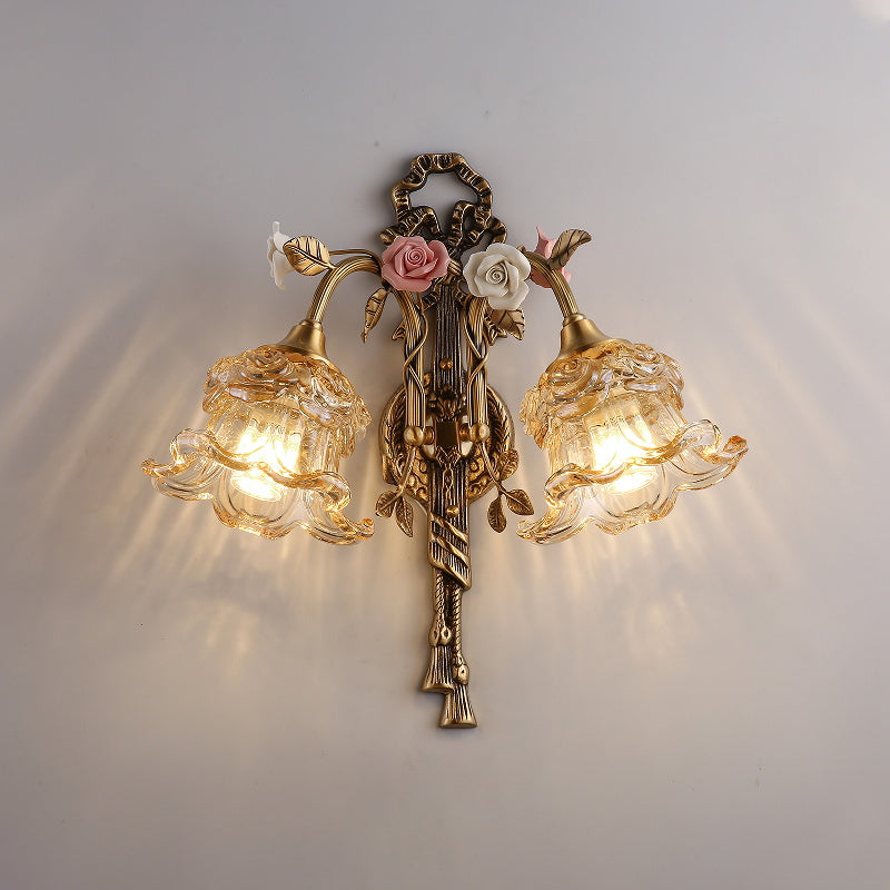 Close-up of the translucent cognac glass shade.