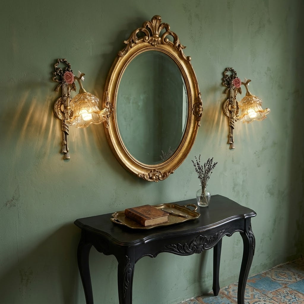 Angled view of the single-head Margaux Fleur Wall Lamp.