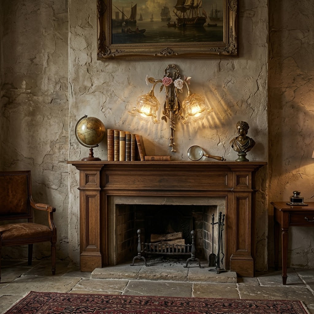 The Margaux wall lamp shown illuminating a hallway with soft light.