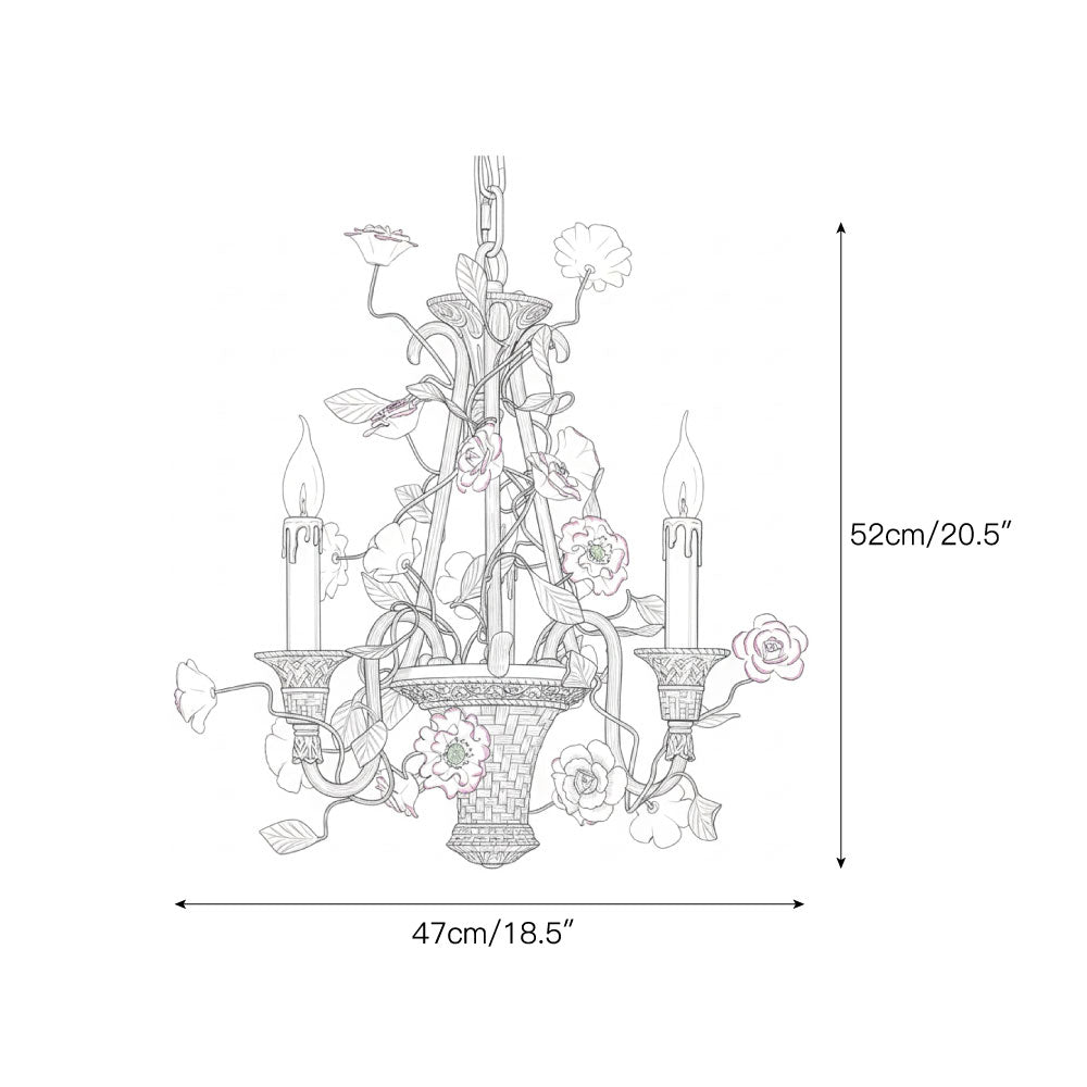 The 3-head Marguerite Chandelier, showing its compact size.