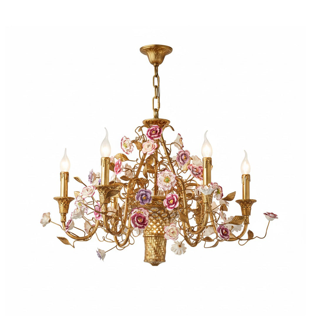 Marguerite Flowers Chandelier in a French Provincial style.