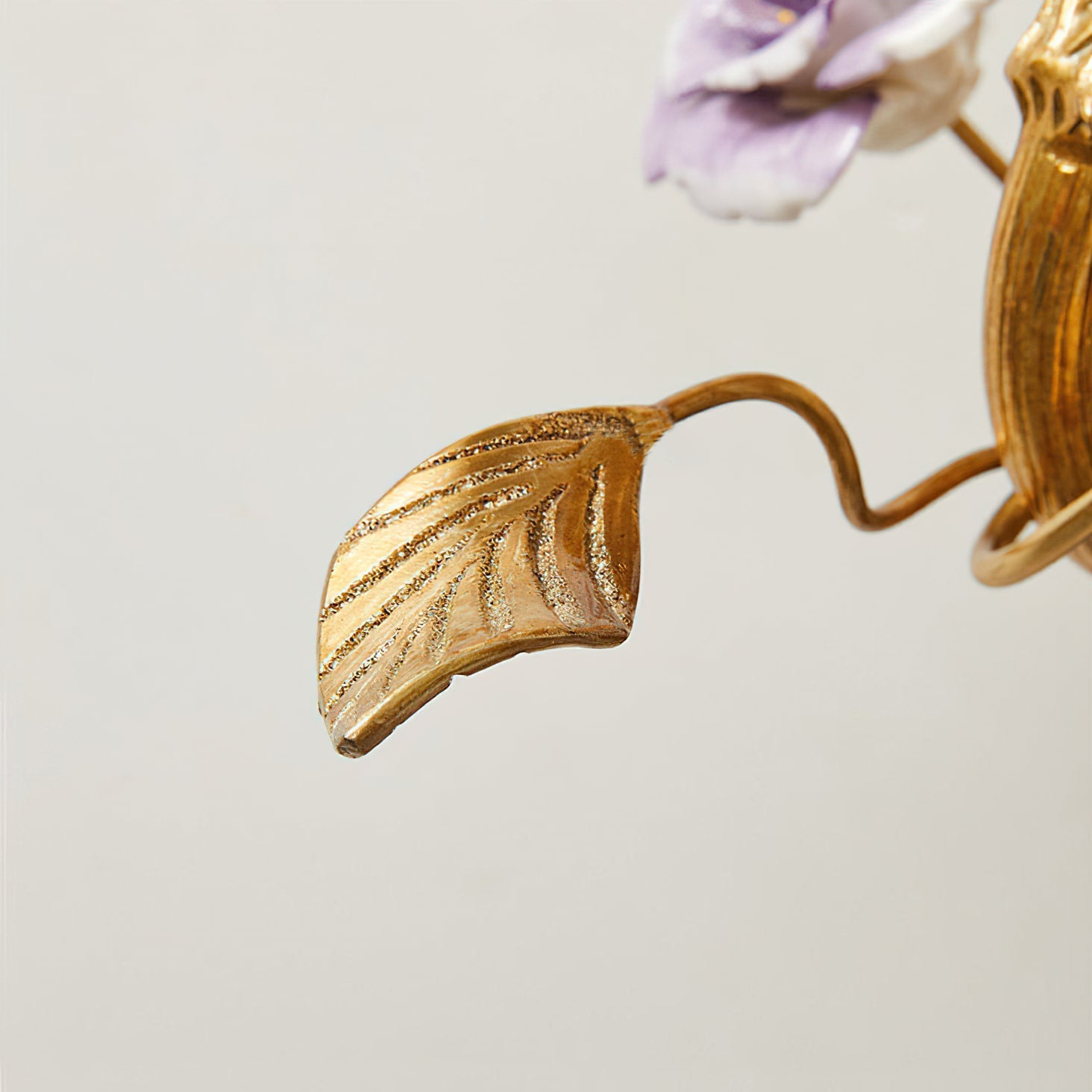 Detailed shot of the brass and ceramic combination.