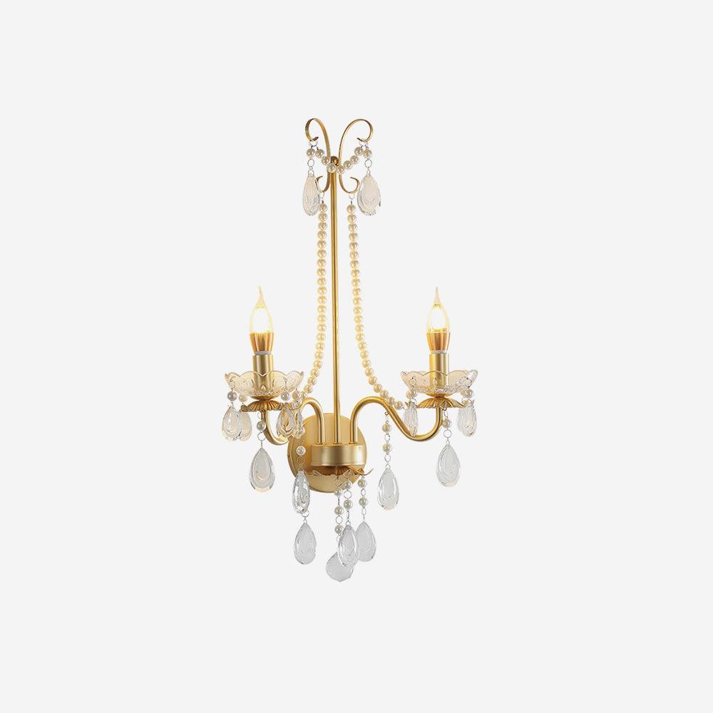 Wall Lamp Metal Crystal Pearls Ornate Elegant Chic Home Elegant