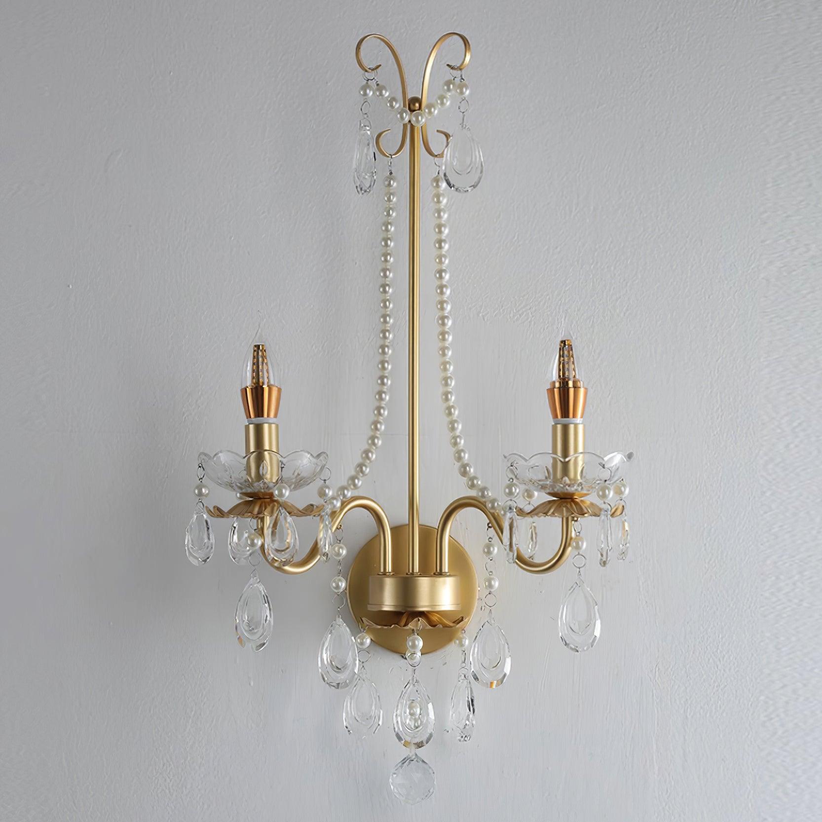Wall Lamp Metal Crystal Pearls Ornate Elegant Chic Home Elegant