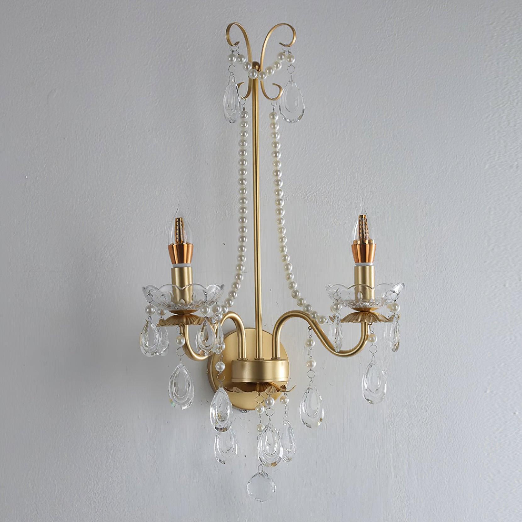 Wall Lamp Metal Crystal Pearls Ornate Elegant Chic Home Elegant
