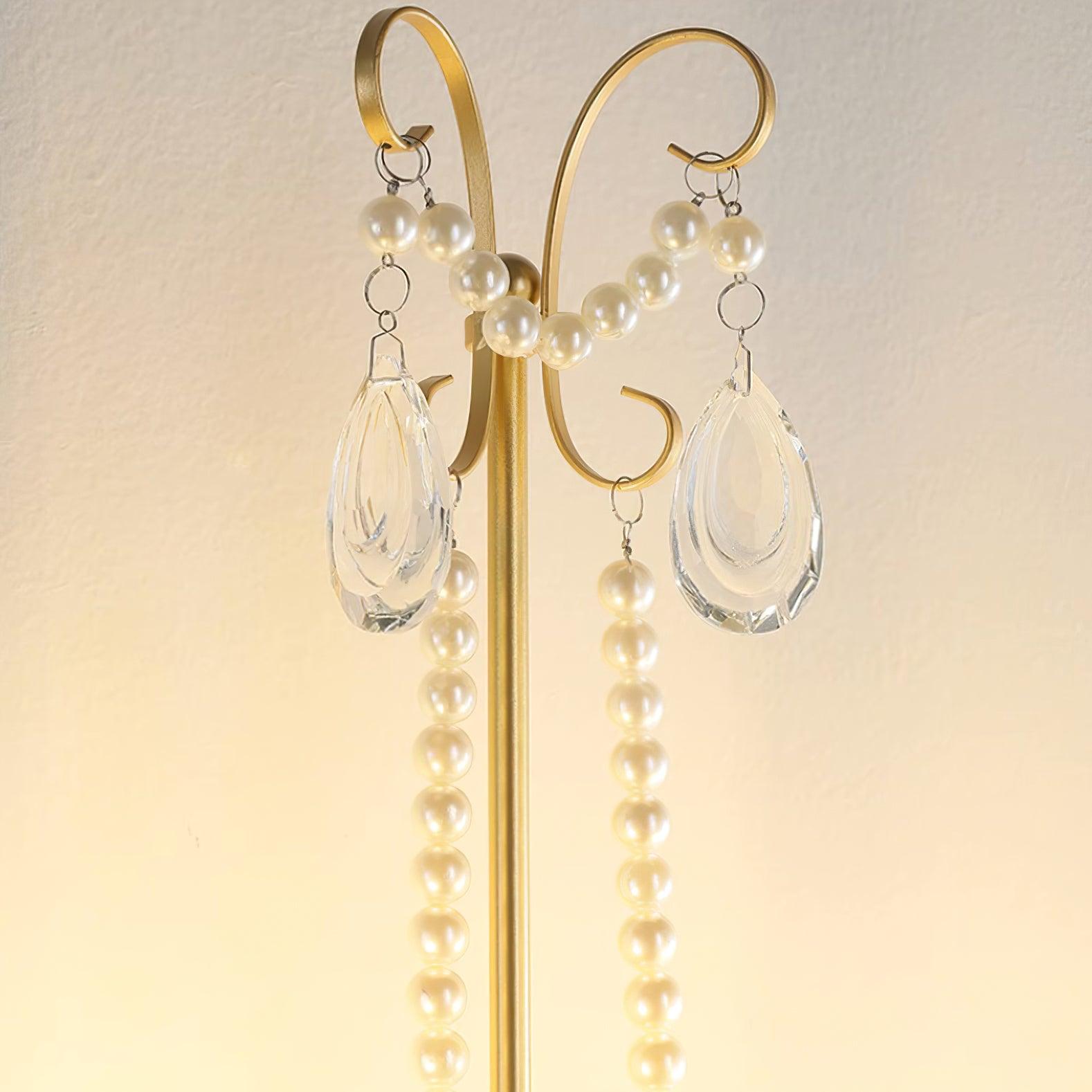 Wall Lamp Metal Crystal Pearls Ornate Elegant Chic Home Elegant