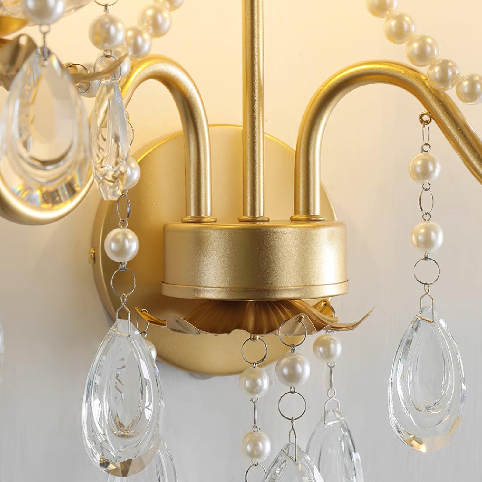 Wall Lamp Metal Crystal Pearls Ornate Elegant Chic Home Elegant