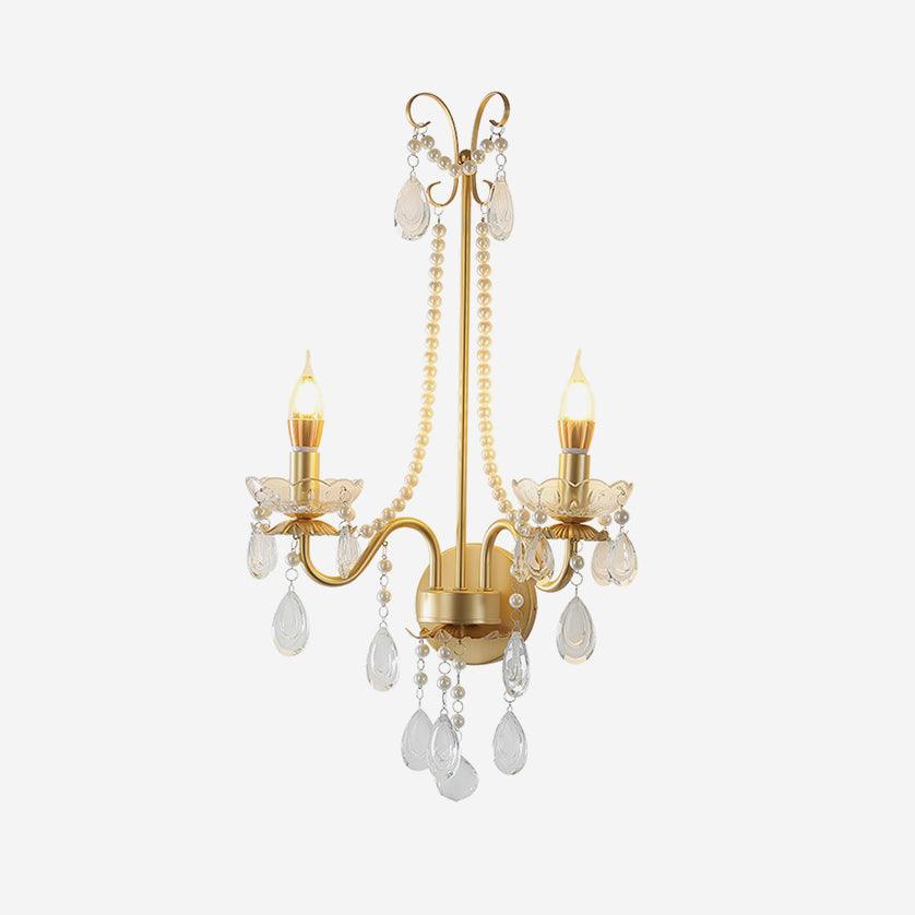 Wall Lamp Metal Crystal Pearls Ornate Elegant Chic Home Elegant