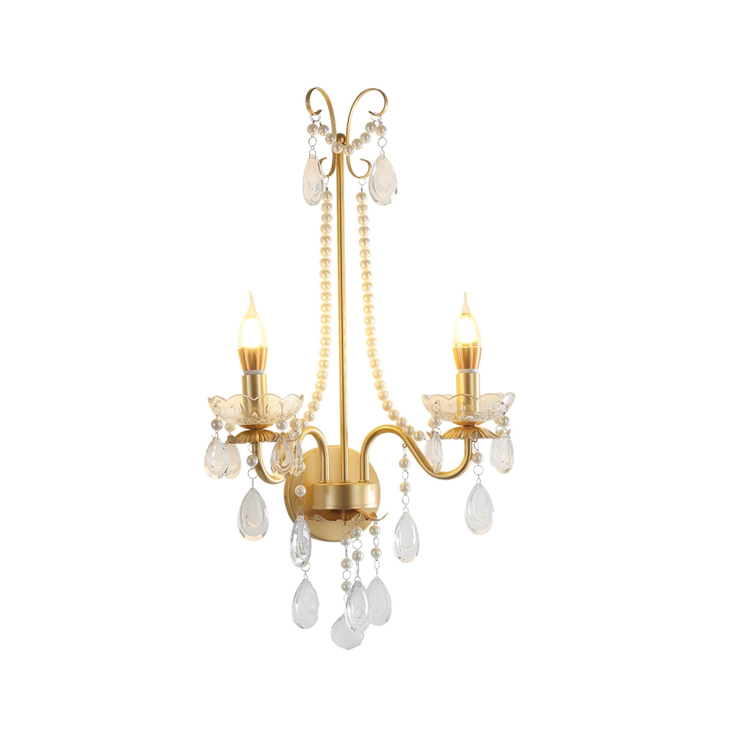 Wall Lamp Metal Crystal Pearls Ornate Elegant Chic Home Elegant