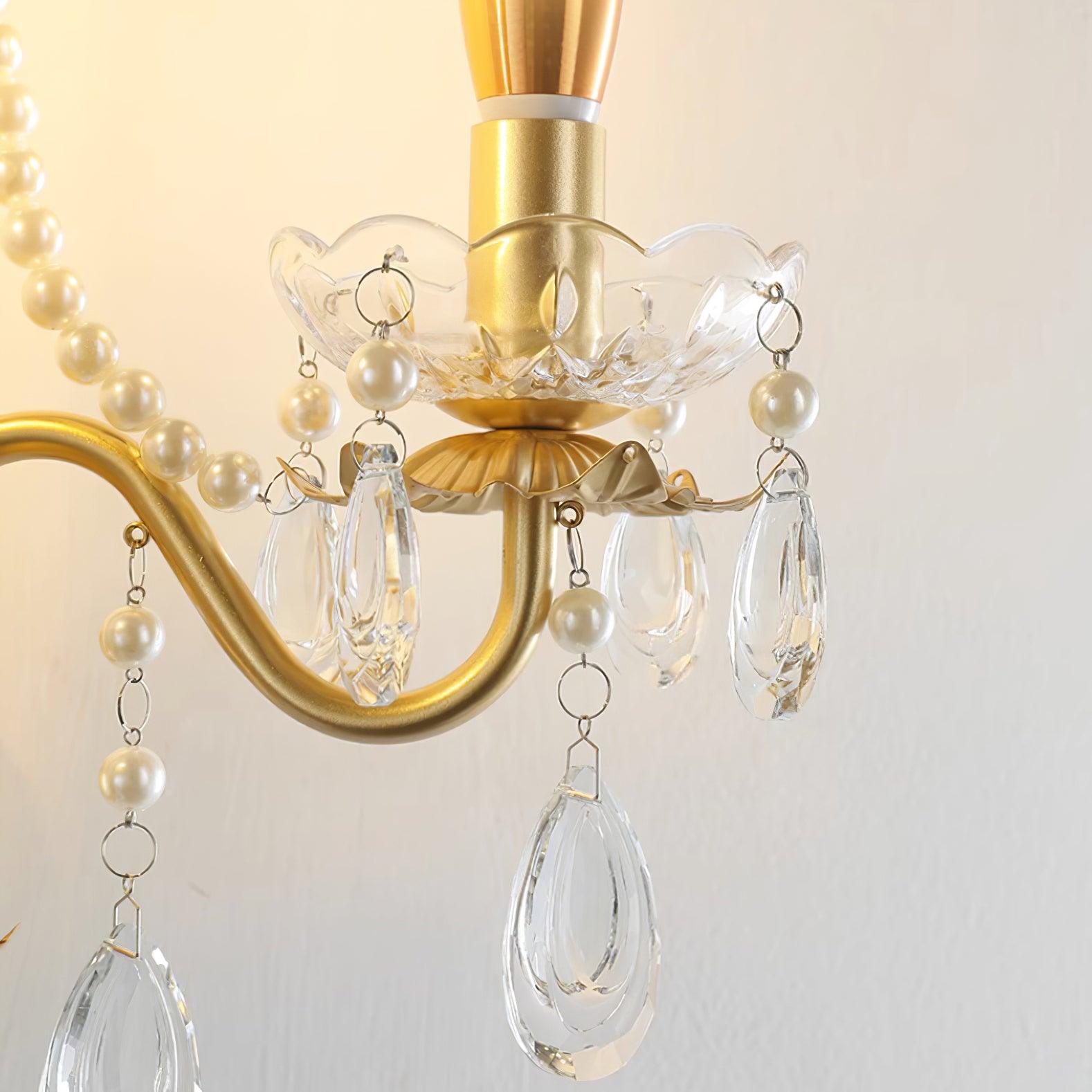 Wall Lamp Metal Crystal Pearls Ornate Elegant Chic Home Elegant