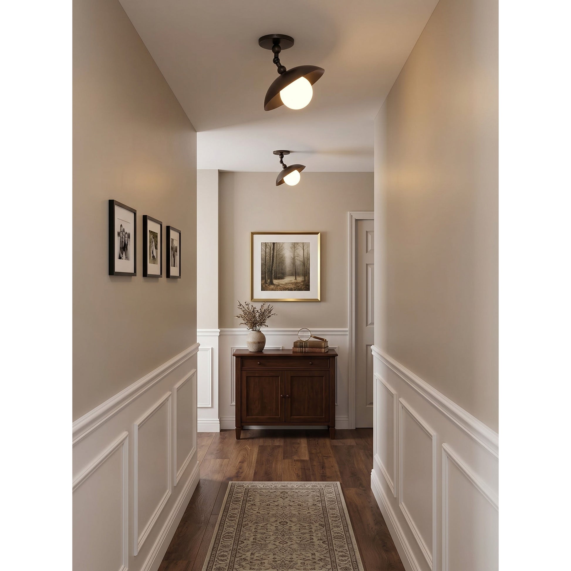 Installation view of the lamp in an entryway.