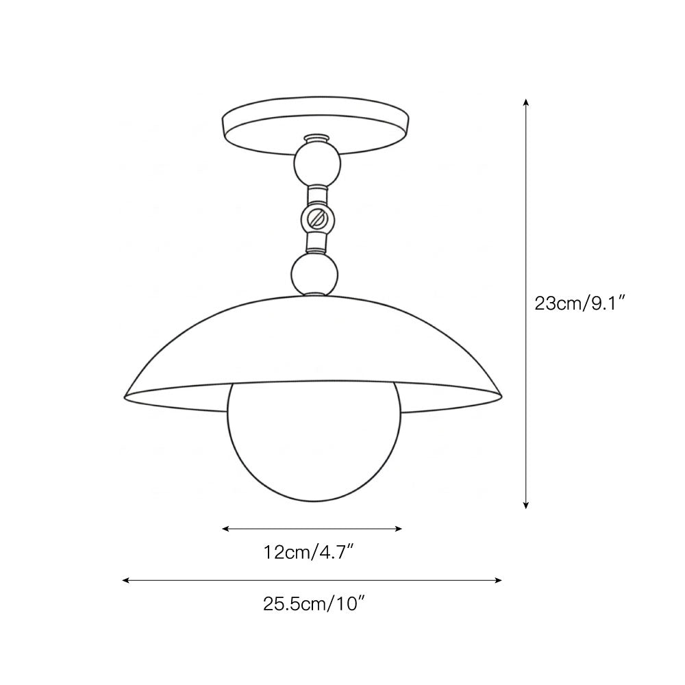 Marie Petite Ceiling Lamp with a matte black finish and a white opal glass shade.
