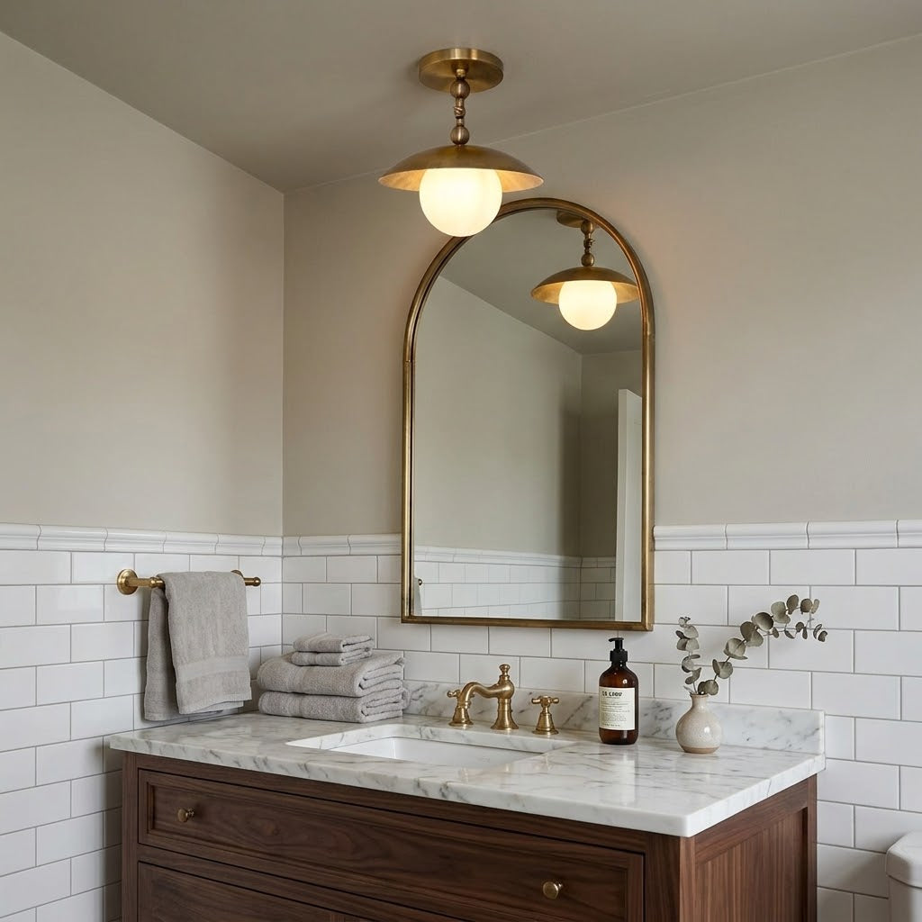Marie Petite Ceiling Lamp installed in a modern hallway, providing warm light.
