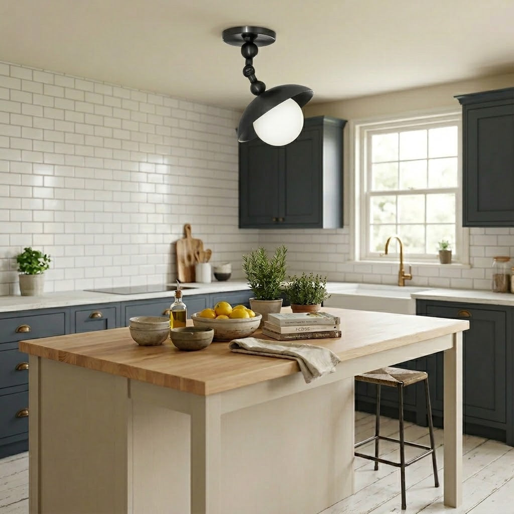 The opal glass shade providing even, diffused light when on.
