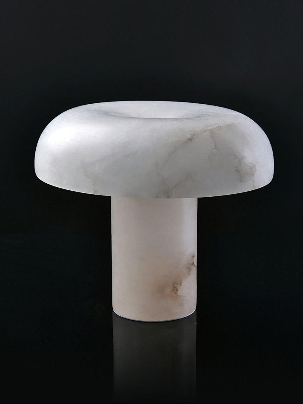 Table Lamp Alabaster Mushroom Shade Brass Base Sculptural Warm