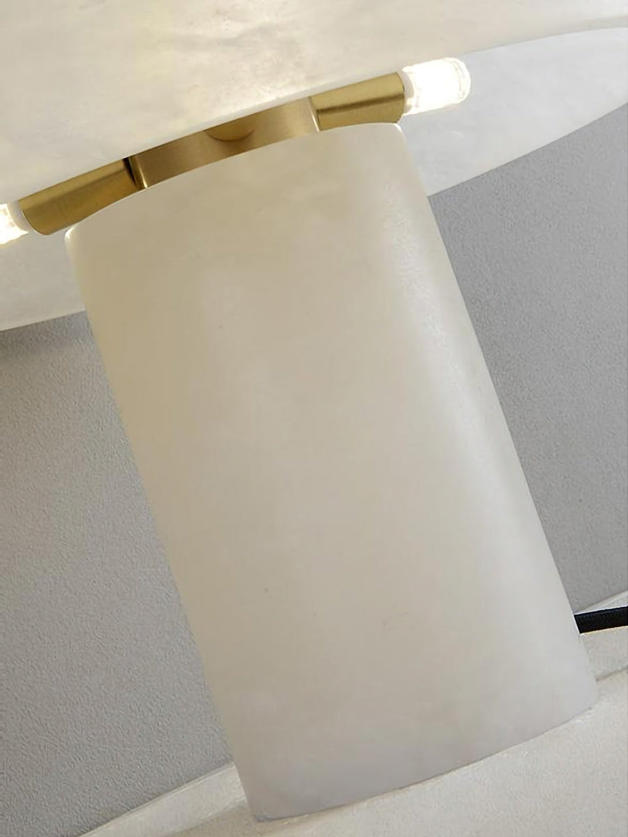 Table Lamp Alabaster Mushroom Shade Brass Base Sculptural Warm
