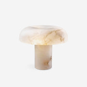 Table Lamp Alabaster Mushroom Shade Brass Base Sculptural Warm