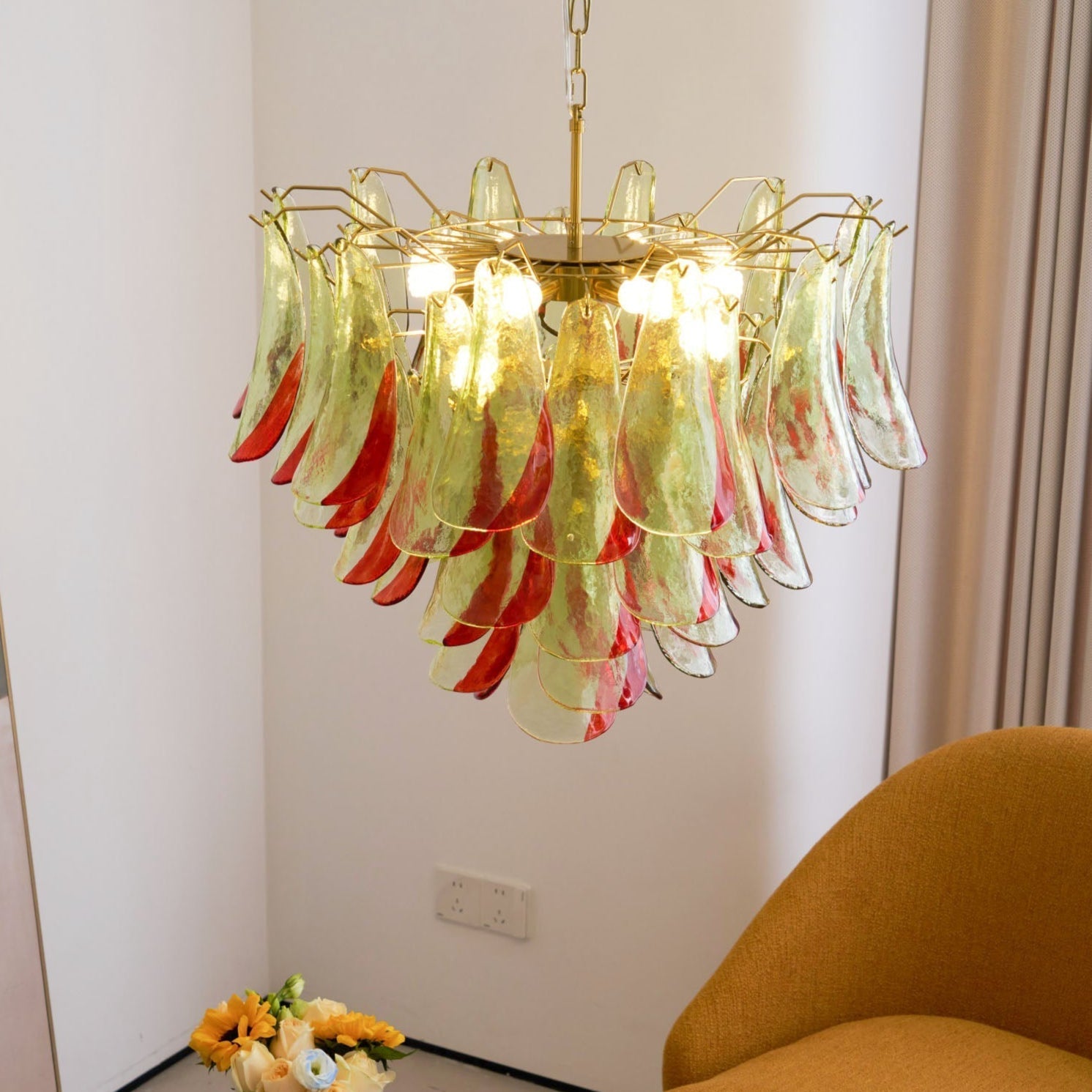 Aurora Chandelier Murano Glass Petal Elegant-Neutral Decor