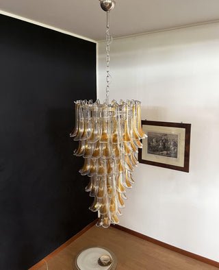 Aurora Chandelier Gold Murano Glass Petals Layered Cascading-Neutral Decor